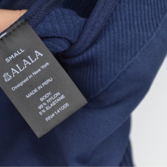 Alala Flex Bodysuit Sleeveless Ribbed Knit Yoga Pilates in Navy Blue S Romper - Picture 9 of 9